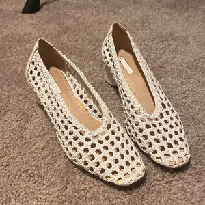 Topshop White Woven Kitten Heel Close Toed